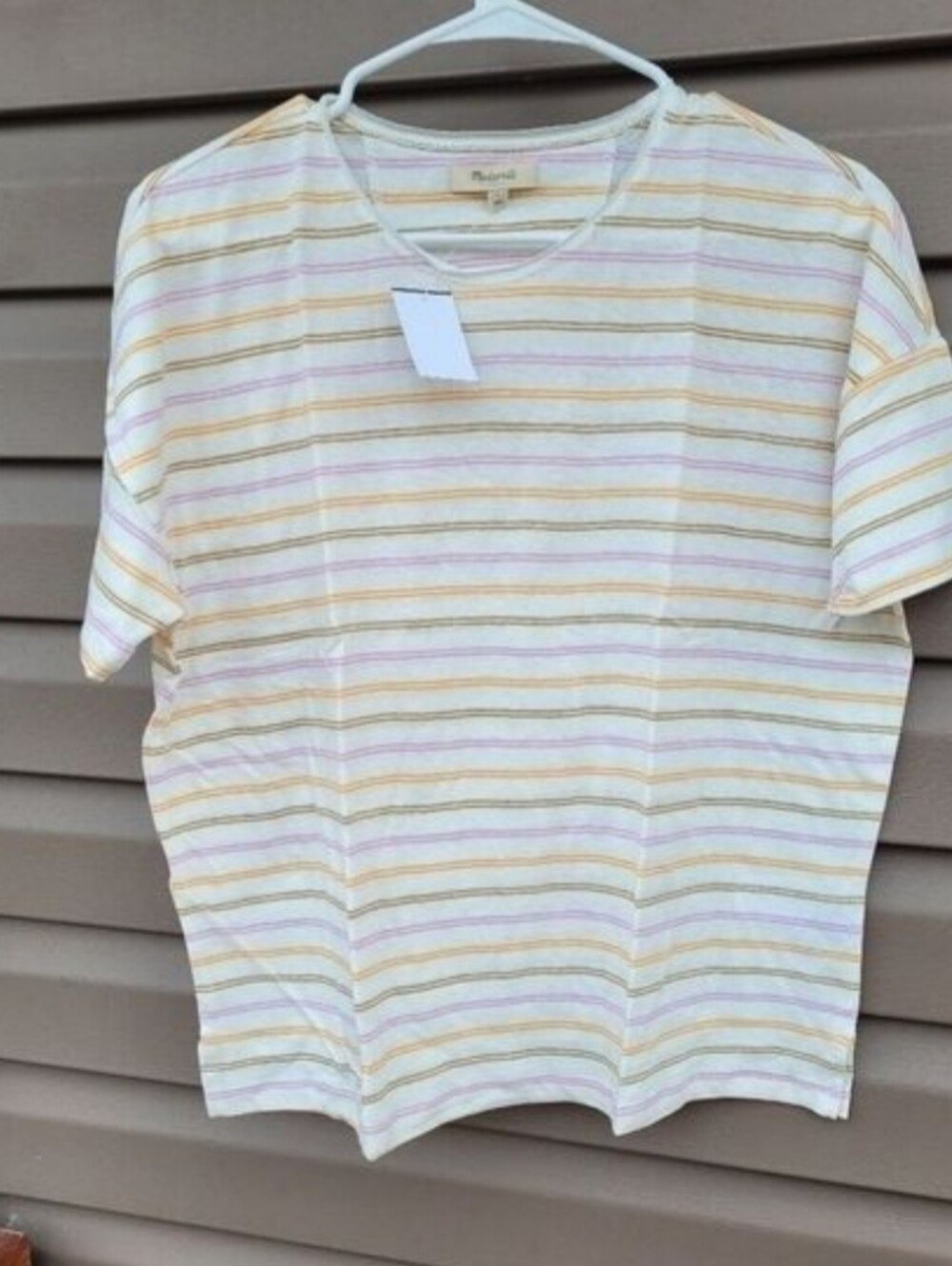 Madewell Raw-Edged Hangout Tee in Branham Stripe Size Small - Picture 2 of 5